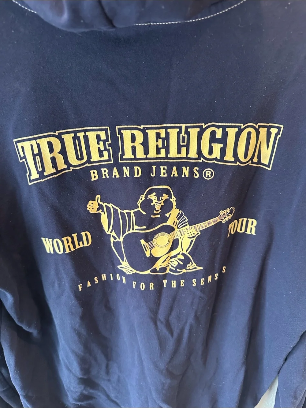 True Religion Full Zip Hoodie Navy Graphic Logo Sweatshirt Men’s Large